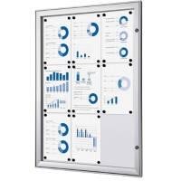 SHOWDOWN Abschließbarer Schaukasten Magnetisch 74,1 (B) x 100,4 (H) cm Silber 9 x DIN A4