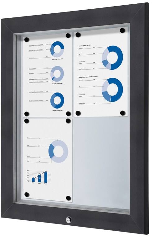 SHOWDOWN Abschließbarer Schaukasten Magnetisch 58,3 (B) x 76 (H) cm Anthrazit 4 x DIN A4
