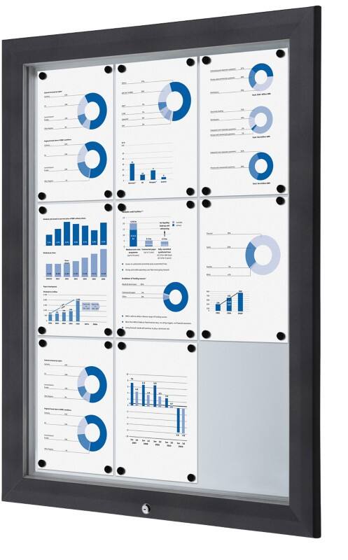 SHOWDOWN Abschließbarer Schaukasten Magnetisch 80,5 (B) x 106,7 (H) cm Anthrazit 9 x DIN A4