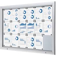 SHOWDOWN Abschließbarer Schaukasten Magnetisch 146,5 (B) x 106,7 (H) cm Silber 18 x DIN A4