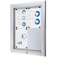 SHOWDOWN Abschließbarer Schaukasten Magnetisch 58,3 (B) x 76 (H) cm Silber 4 x DIN A4