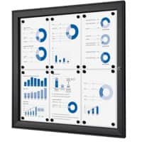 SHOWDOWN Abschließbarer Schaukasten Magnetisch 74,1 (B) x 69,6 (H) cm Schwarz 6 x DIN A4