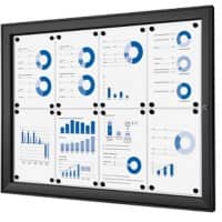 SHOWDOWN Abschließbarer Schaukasten Magnetisch 96,1 (B) x 69,6 (H) cm Schwarz 8 x DIN A4
