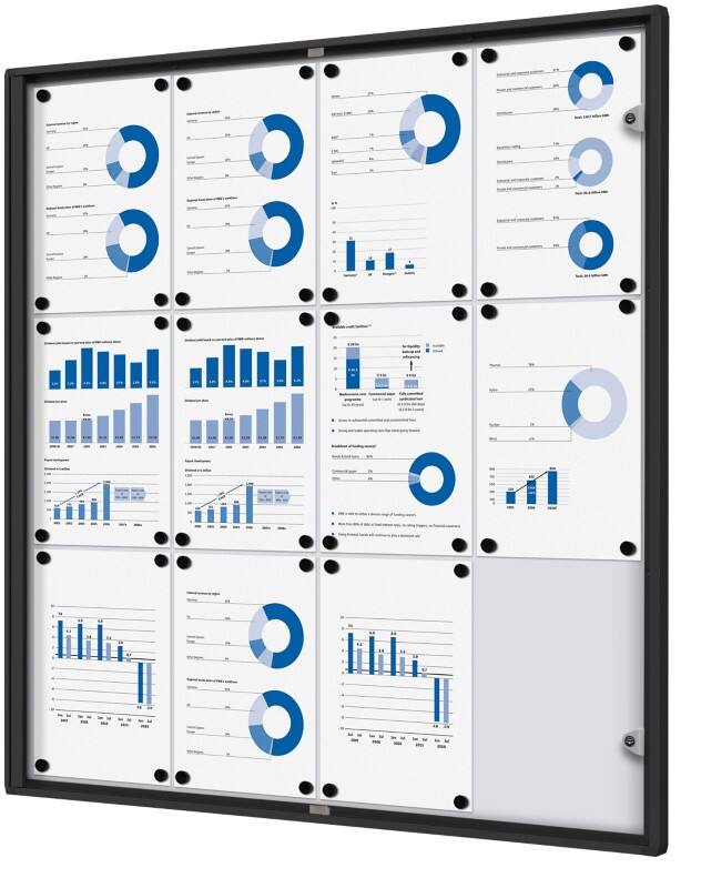 SHOWDOWN Abschließbarer Schaukasten Magnetisch 93,1 (B) x 96,3 (H) cm Schwarz 12 x DIN A4