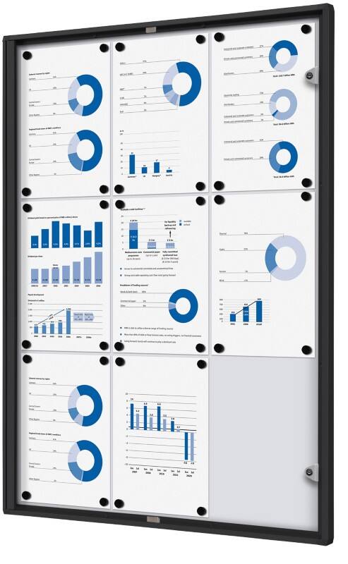 SHOWDOWN Abschließbarer Schaukasten Magnetisch 71,1 (B) x 96,3 (H) cm Schwarz 9 x DIN A4