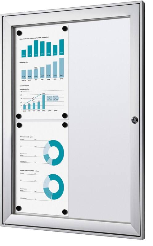 SHOWDOWN Abschließbarer Schaukasten Magnetisch 52,1 B x 69,6 H cm Silber 4 x DIN A4
