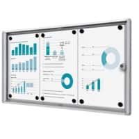 SHOWDOWN Abschließbarer Schaukasten Magnetisch 71,1 B x 35 H cm Silber 3 x DIN A4
