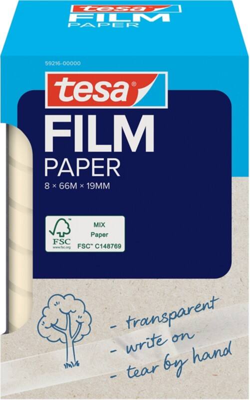 tesa Klebeband tesafilm 59216-00000 Transparent 19 mm (B) x 0,066 m (L) Papier   8 Rollen à 66 m