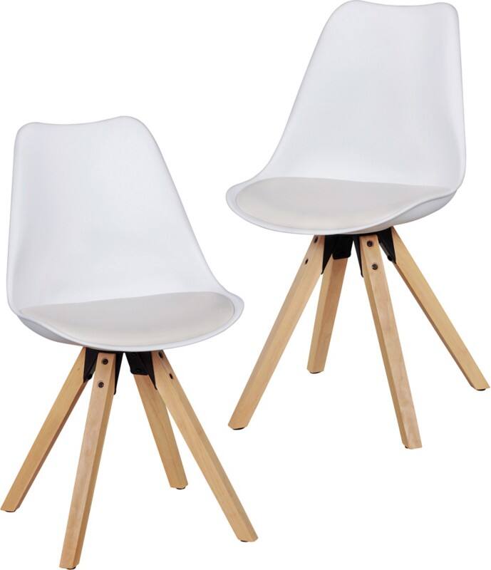 WOHNLING Esszimmerstuhl WL5.024 Kunstleder Weiß 2 Stück