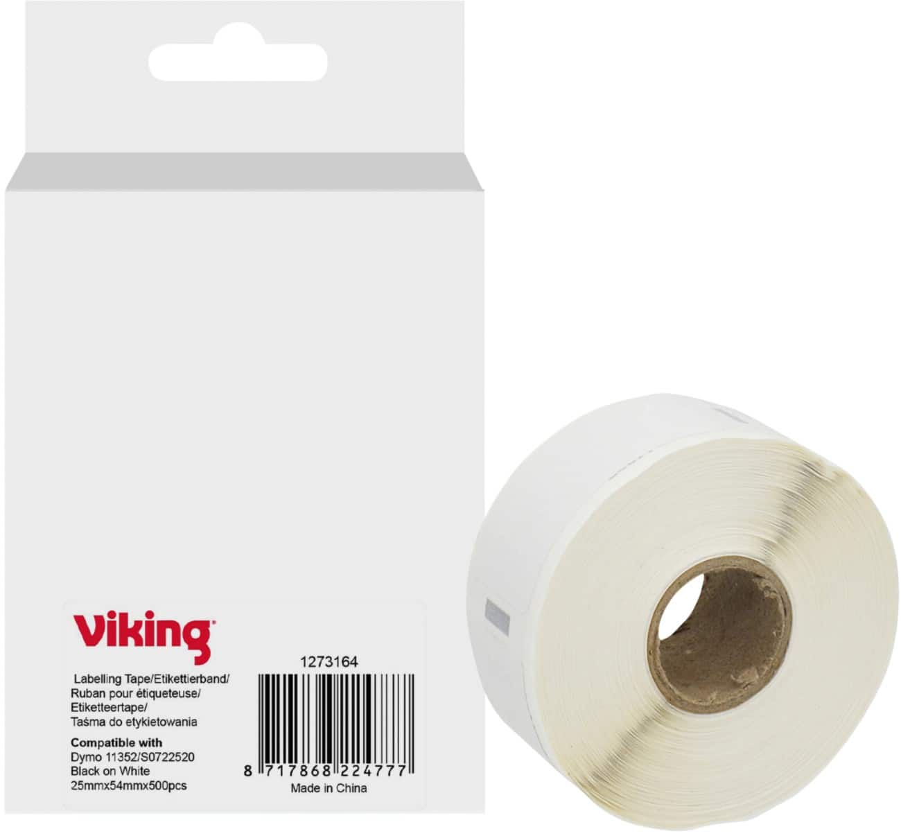 Viking Etikettenrolle Kompatibel DYMO 11352 Haftend Schwarz auf Weiß 25 x 85 mm Thermal S0722520