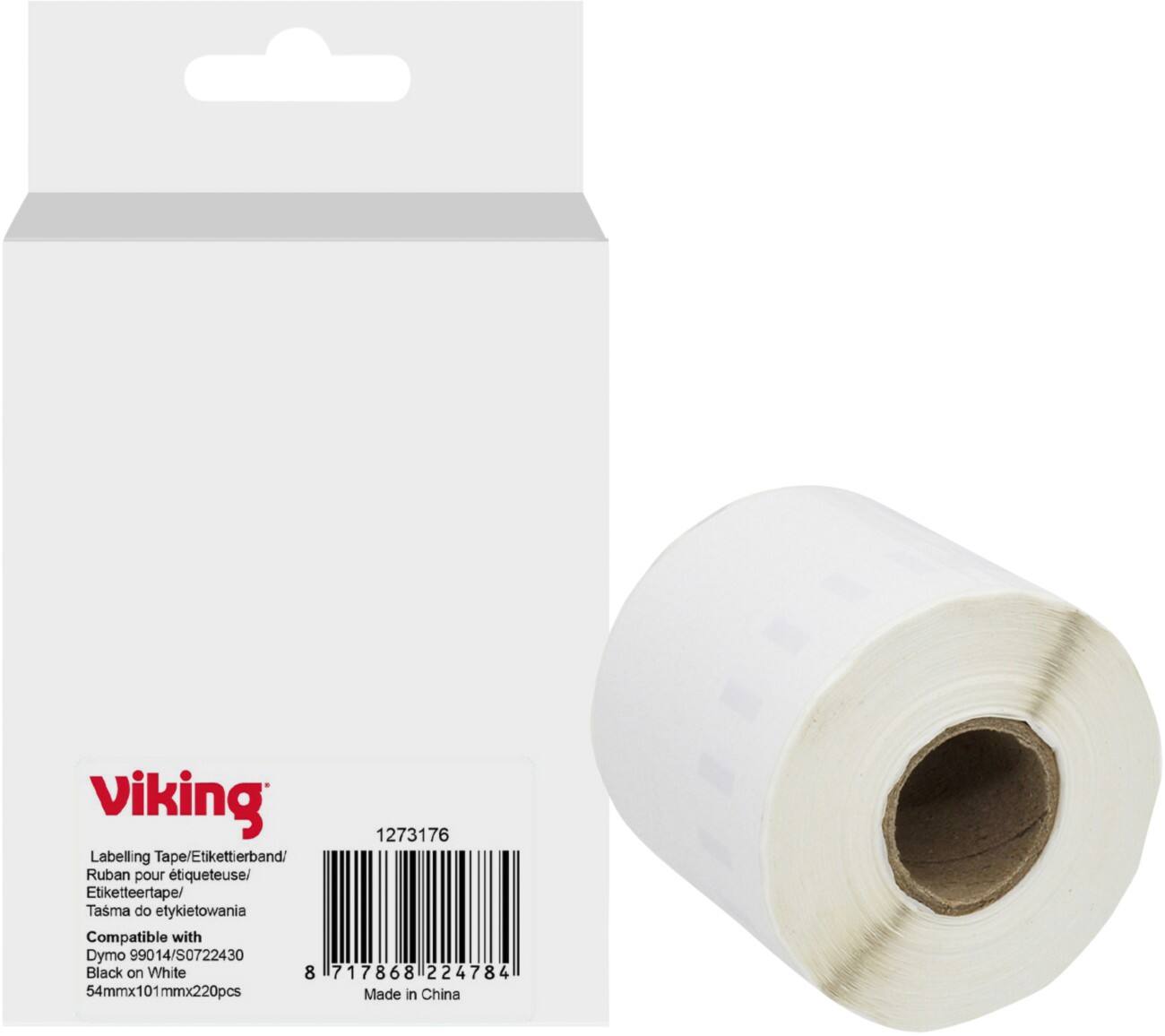 Viking Etikettenrolle Kompatibel DYMO 99014 Haftend Schwarz auf Weiß 54 x 64 mm Thermal S0722430