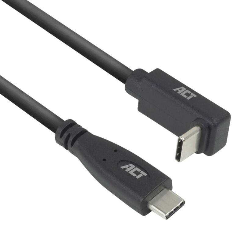 ACT USB-C Kabel 0.5M gerade bis nach oben/unten gewinkelt USB 3.0 10Gbps 60W Schwarz