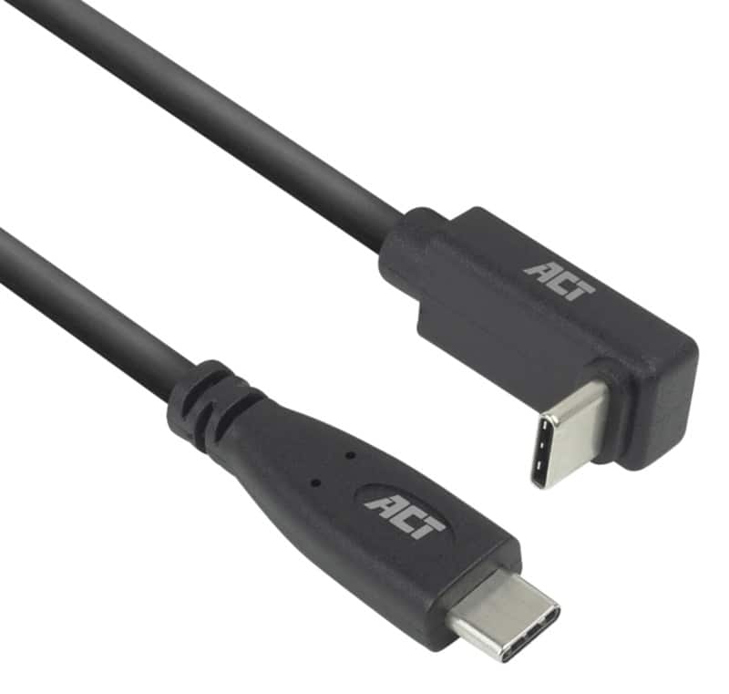 ACT USB-C Kabel 1M gerade bis nach oben/unten gewinkelt USB 3.0 10Gbps 60W Schwarz