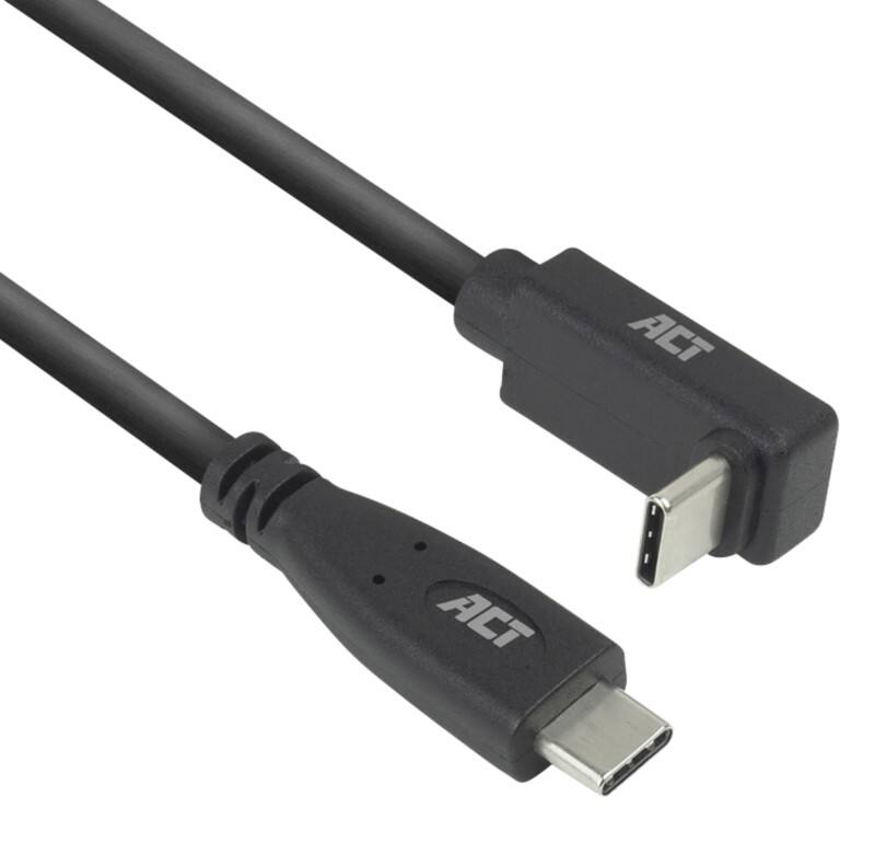 ACT USB-C Kabel 2M gerade bis nach oben/unten gewinkelt USB 3.0 10Gbps 60W Schwarz