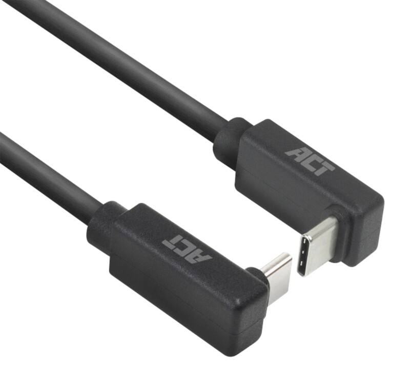 ACT USB-C Kabel 0.5M oben/unten gewinkelt zu oben/unten gewinkelt USB 3.0 10Gbps 60W Schwarz