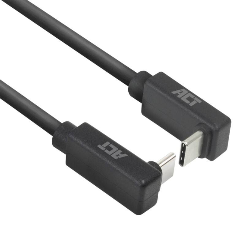 ACT USB-C Kabel 1M oben/unten gewinkelt zu oben/unten gewinkelt USB 3.0 10Gbps 60W Schwarz