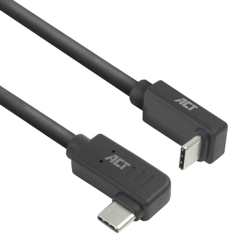ACT USB-C Kabel 0.5M links/rechts abgewinkelt zu oben/unten abgewinkelt USB 3.0 10Gbps 60W Schwarz