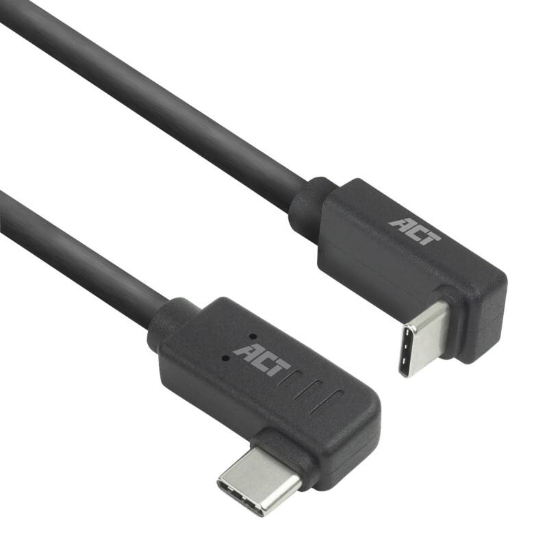 ACT USB-C Kabel 1M links/rechts abgewinkelt zu oben/unten abgewinkelt USB 3.0 10Gbps 60W Schwarz
