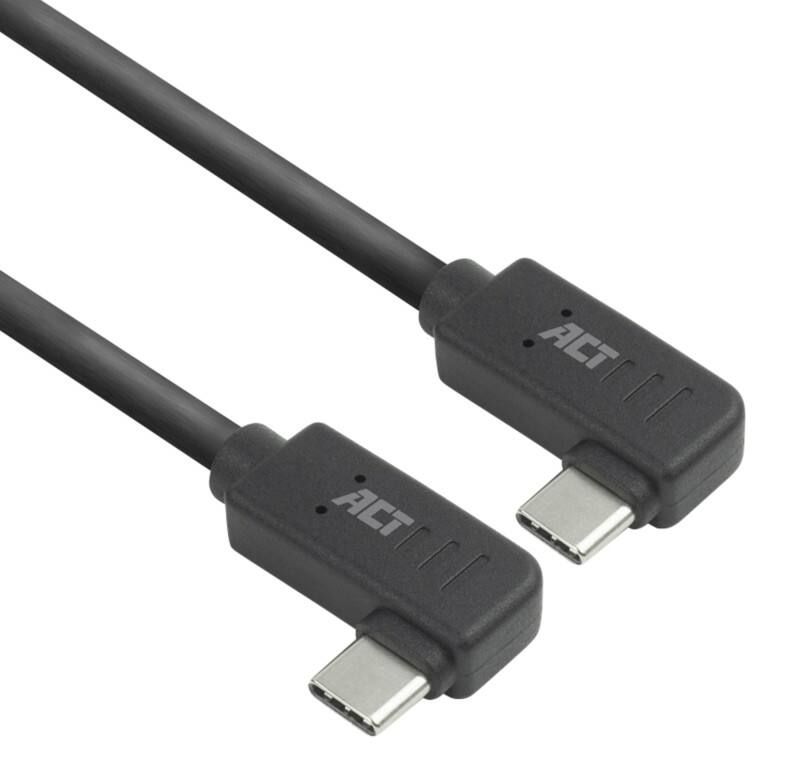 ACT USB-C Kabel 0.5M links/rechts gewinkelt auf links/rechts gewinkelt USB 3.0 10Gbps 60W Schwarz