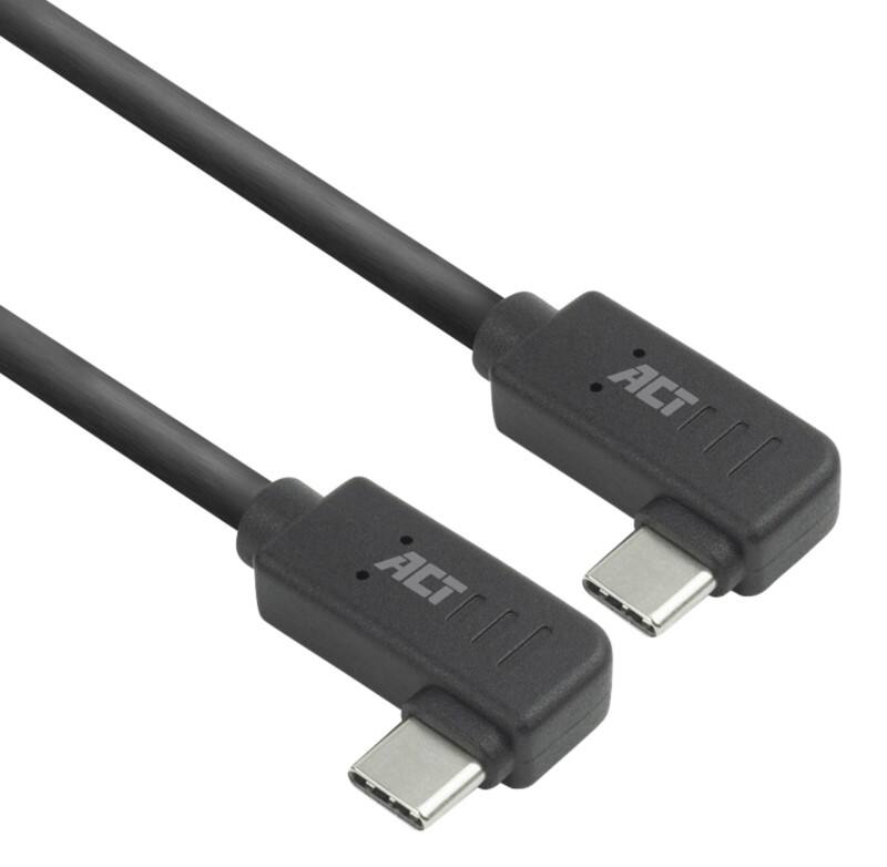 ACT USB-C Kabel 2M links/rechts gewinkelt auf links/rechts gewinkelt USB 3.0 10Gbps 60W Schwarz