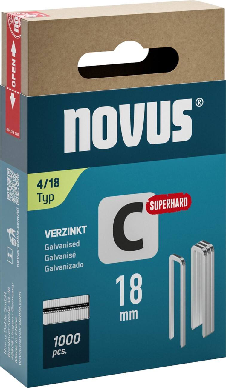 Novus Schmalrückenklammer 042-0802 Verzinkter Stahldraht Silbergrau 1000 Stück