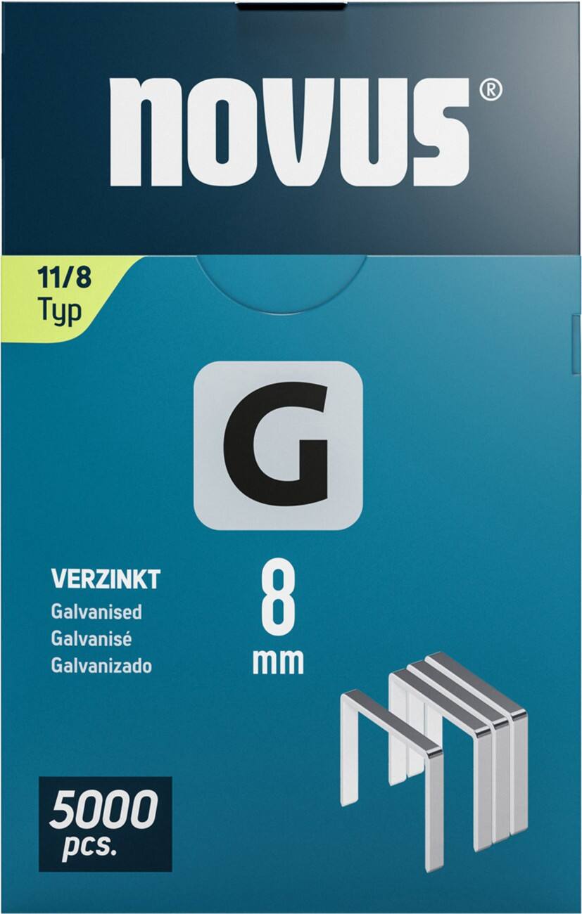 Novus Flachdrahtklammern 042-0766 Verzinkter Stahldraht Silbergrau 5000 Stück