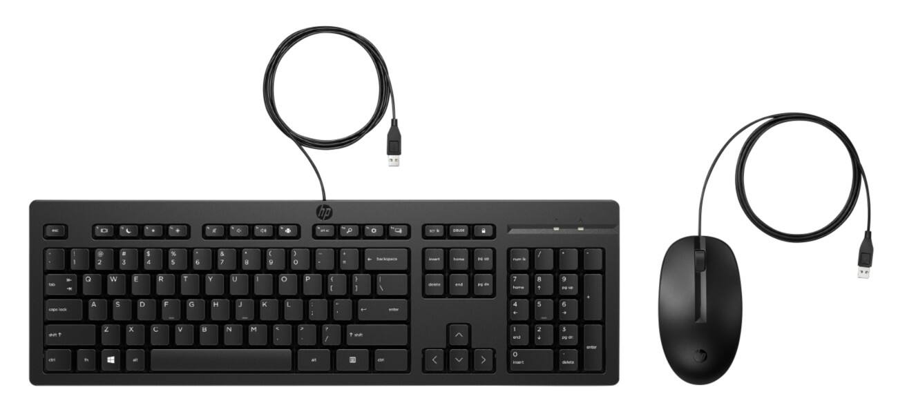 HP 225 Kabelgebundenes Tastatur und Maus Set QWERTZ Schwarz