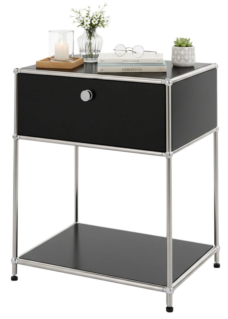 floordirekt Concept Epure Stahl Beistelltisch 500 x 400 x 650 mm Schwarz