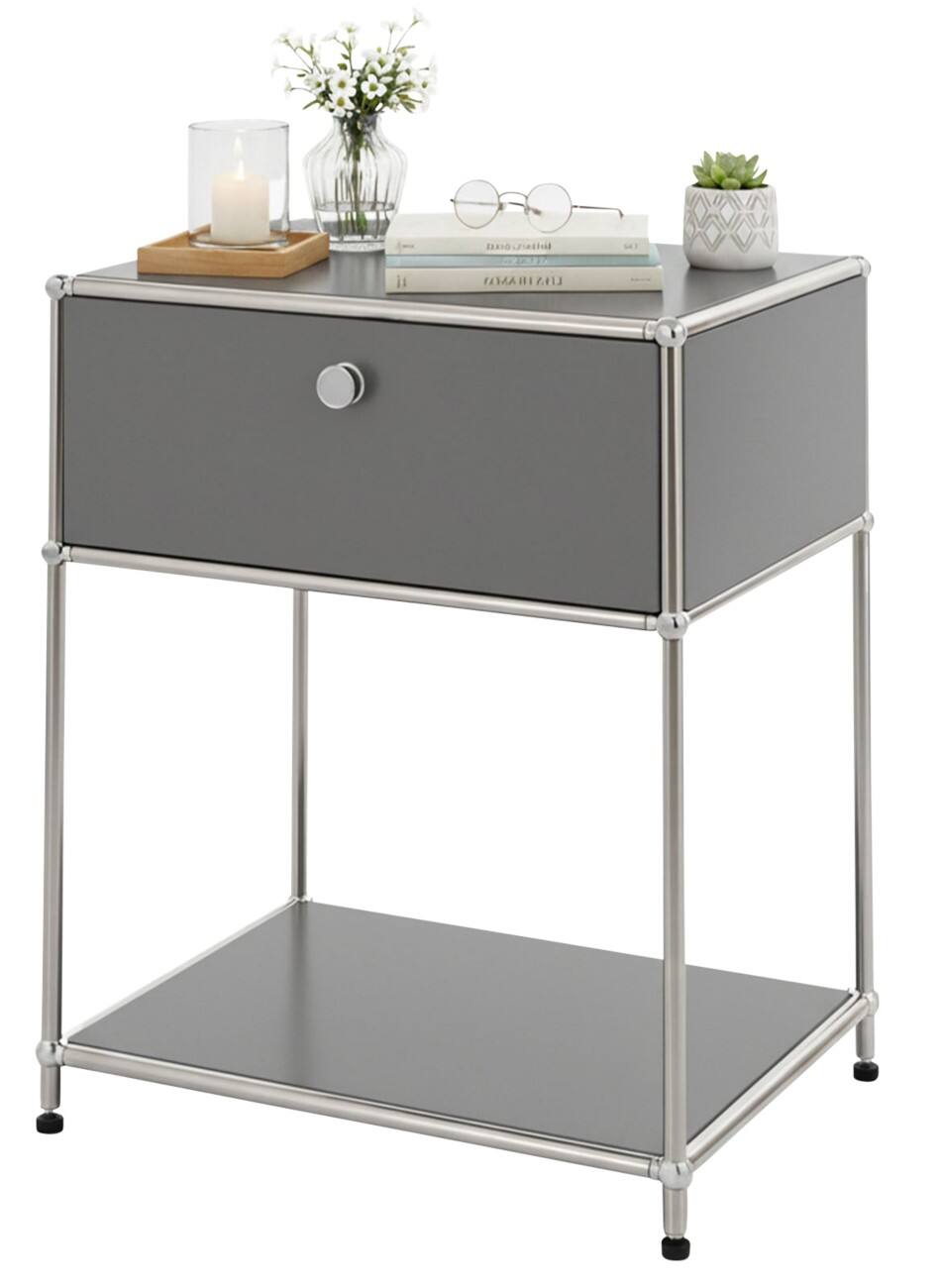 floordirekt Concept Epure Stahl Beistelltisch 500 x 400 x 650 mm Grau