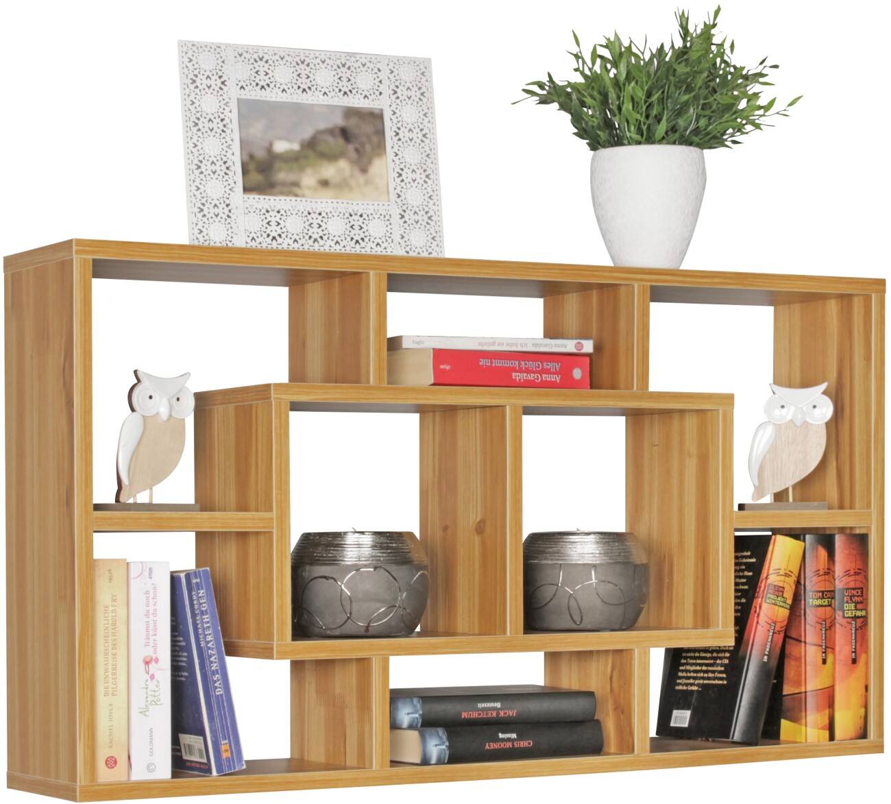 WOHNLING Spanplatte Wandregal 8 850 x 160 x 475 mm Braun Buche