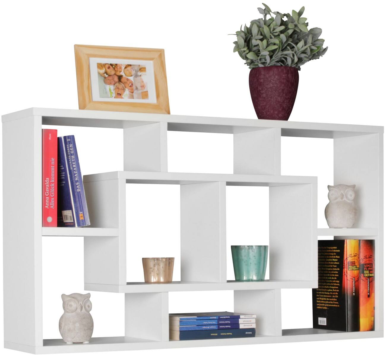 WOHNLING Spanplatte Wandregal 8 850 x 160 x 475 mm Weiß