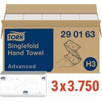 Tork Advanced Falthandtücher Weiß Papier 45 Stück à 250 Blatt