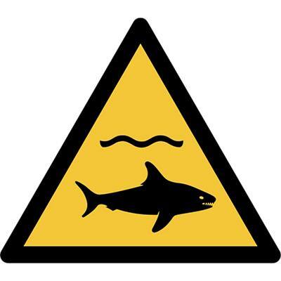 Djois Warnschild Warnung Achtung Haie Klebstoff, einschraubbar PP (Polypropylen) 30 (B) x 0,14 (H) cm