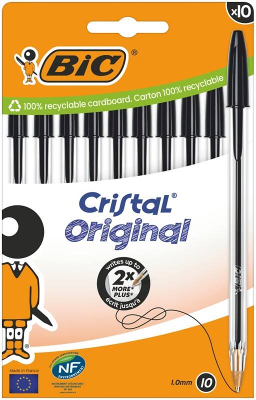 BIC Cristal Original Kugelschreiber Medium 0,4 mm Schwarz 10 Stück
