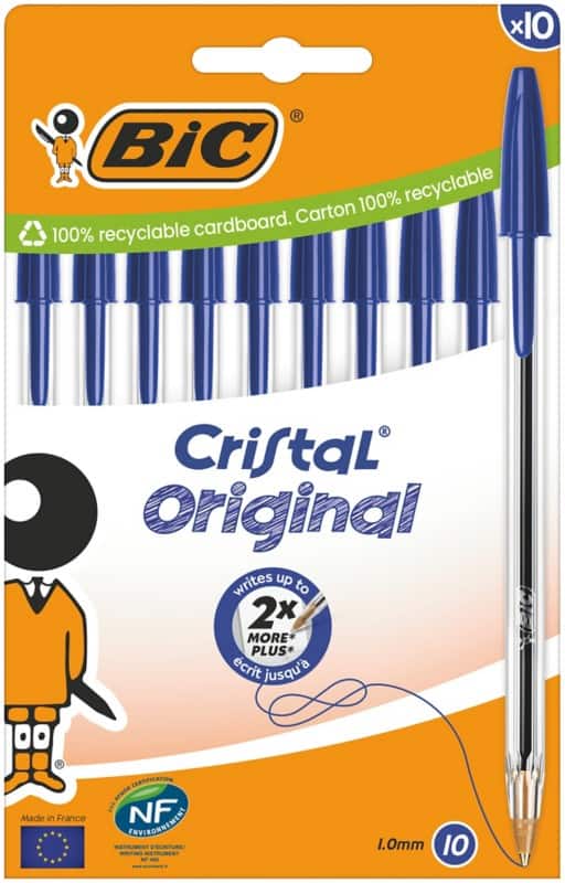 BIC Cristal Original Kugelschreiber Medium 0,4 mm Blau 10 Stück