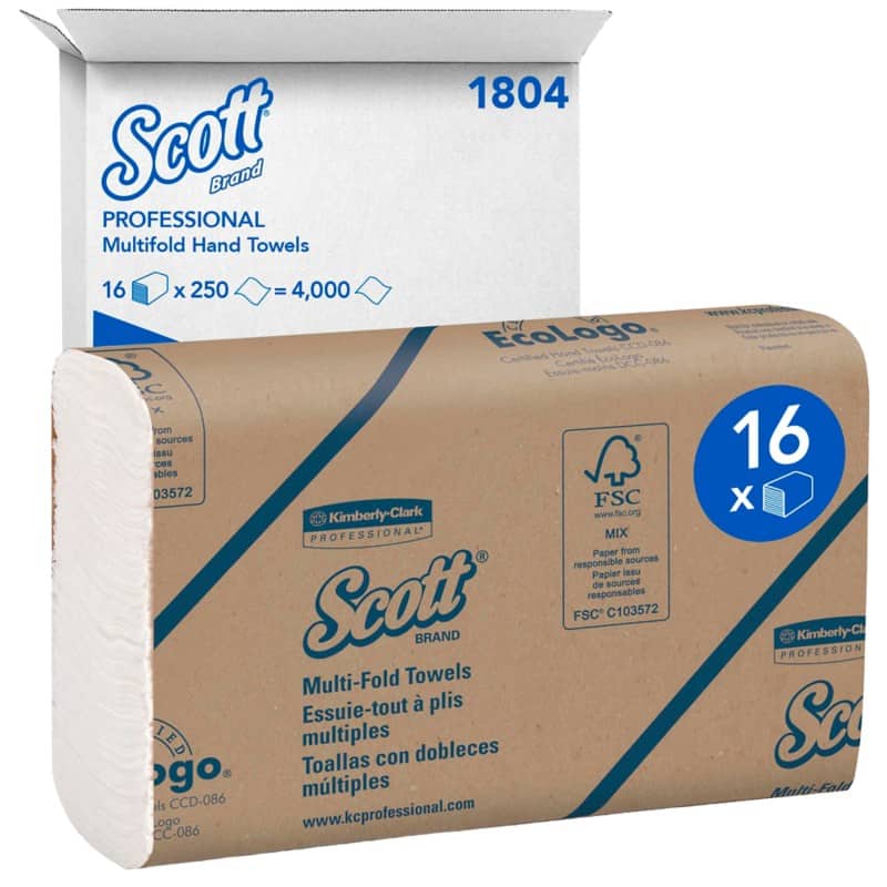 Scott Multifold Falthandtücher Weiß 1 -lagig 1804 16 Stück à 250 Blatt