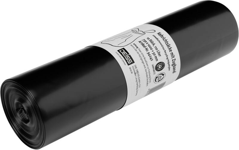 DEISS Abfallsäcke 110 L  Kordelzug Schwarz 10 Stück