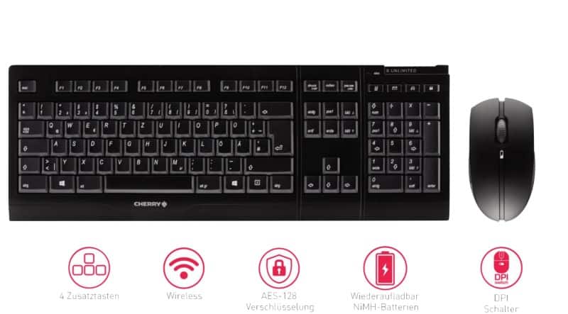 CHERRY B.UNLIMITED 3.0  Tastatur und Maus Kabellos Grau