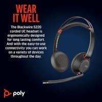 poly Blackwire 5220 Headset Kopfbügel 3.5 mm Jack, USB, USB-C Noise Cancelling Microphone Mit Mikrofon Stereo