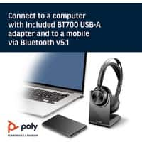 poly Voyager Focus 2 Verkabelt / Kabellos Headset Kopfbügel USB, USB-C mit Bluetooth mit Mikrofon und Geräuschunterdrückung Stereo