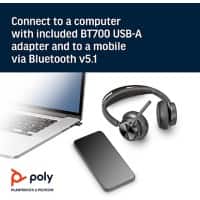 poly Voyager Focus 2 Kabellos Headset Kopfbügel USB, Bluetooth, USB-C Mit Bluetooth Stereo Schwarz