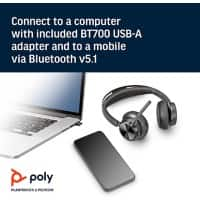 poly Voyager Focus 2 Kabellos Headset Kopfbügel USB, Bluetooth, USB-C mit Bluetooth Stereo Schwarz