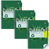 Pukka Notizbuch DIN A4 Kariert Doppeldraht Seitlich gebunden Karton Hardback Grün Gelocht  200 Seiten 3 Stück à 200 Blatt