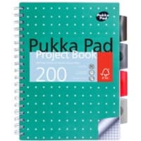 Pukka Metallics Notizbuch DIN B5 Kariert Doppeldraht Seitlich gebunden Polypropylen Hardback Grün Nicht gelocht  200 Seiten 3 Stück à 200 Blatt