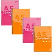 Pukka Essentials Notizbuch DIN A5 Kariert Doppeldraht Seitlich gebunden Karton Hardback Farbig sortiert Gelocht  160 Seiten 4 Stück à 160 Blatt