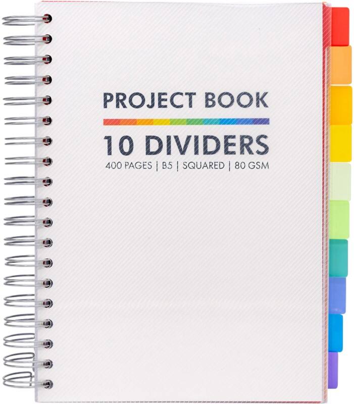 Pukka Basic Notizbuch DIN B5 Kariert Doppeldraht Seitlich gebunden Kunststoff Hardback Weiß Nicht gelocht  400 Seiten 400 Blatt