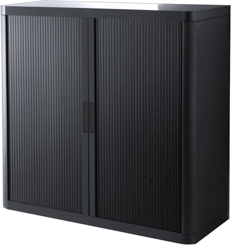 Paperflow Easy Office Rolladenschrank PS (Polystyrol), Stahl 2 Fachböden abschließbar 1.100 x 415 x 1.040 mm Schwarz