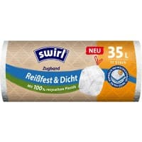 Swirl Reißfest & Dicht Abfallsäcke 35 L Zugband Transparent Kunststoff 11 Rollen