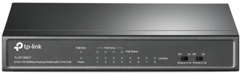 TP-LINK TL-SF1008LP Netzwerk-Switch Unmanaged Fast Ethernet (10/100) Power over Ethernet (PoE) Schwarz