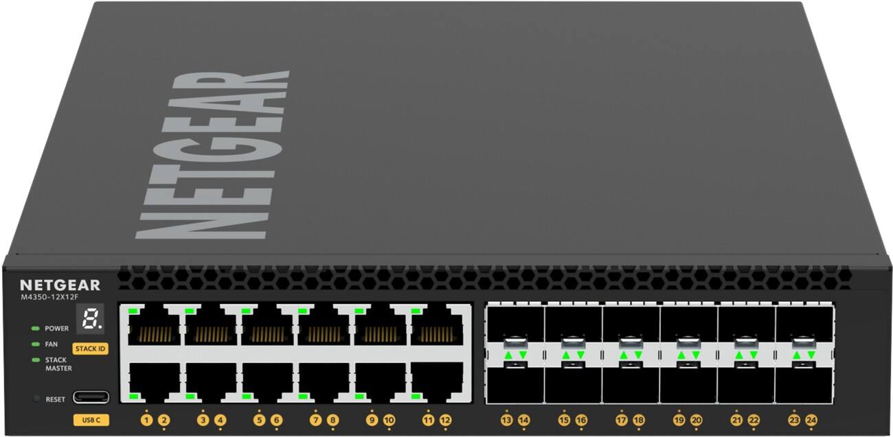 NETGEAR M4350-12X12F Managed L3 10G-Ethernet (100/1000/10000) 1U Switch Schwarz